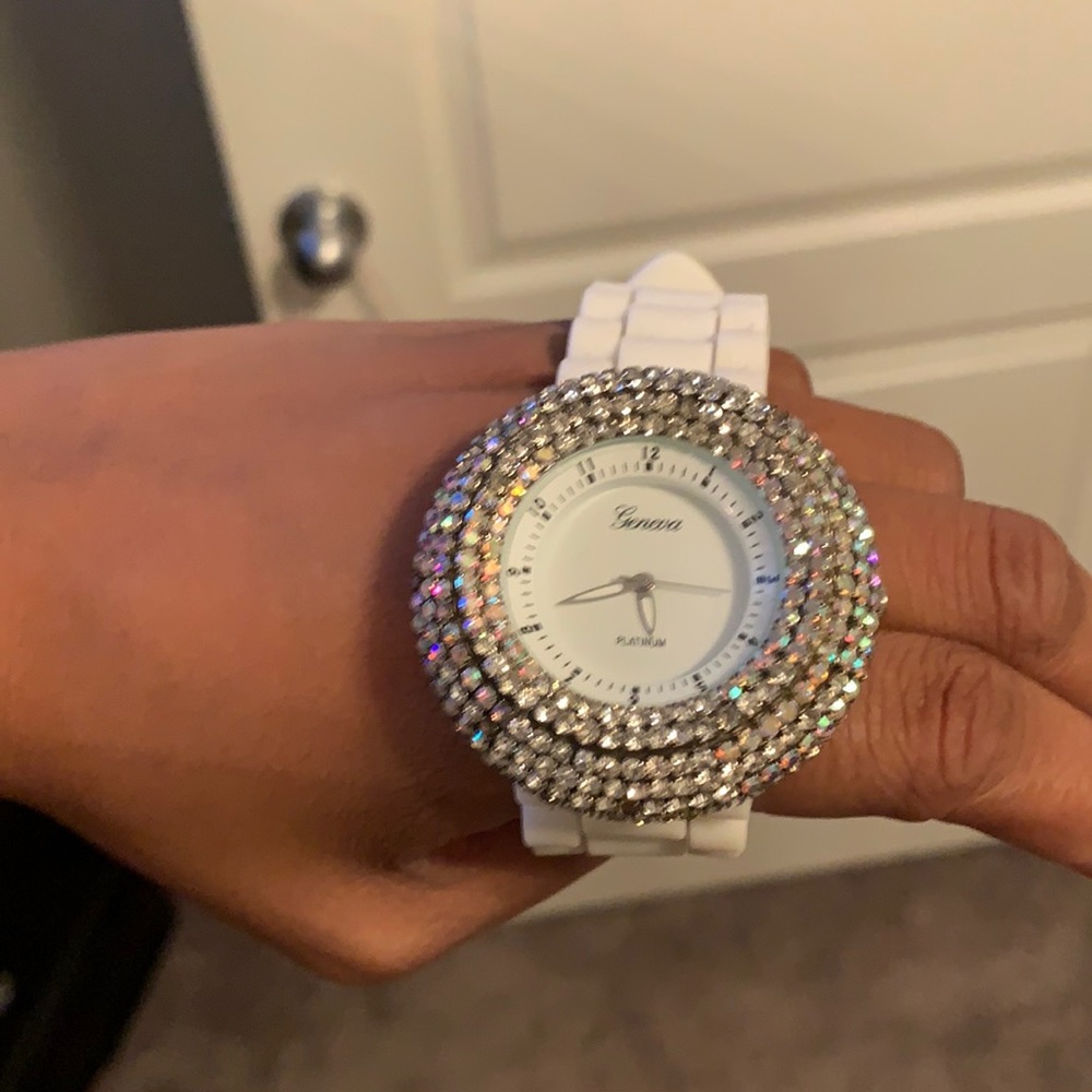 Geneva Platnium Bling Watch